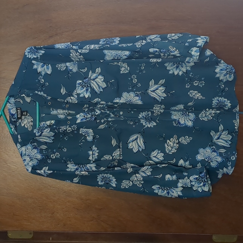 a.n.a Teal Floral Blouse Women's PXL